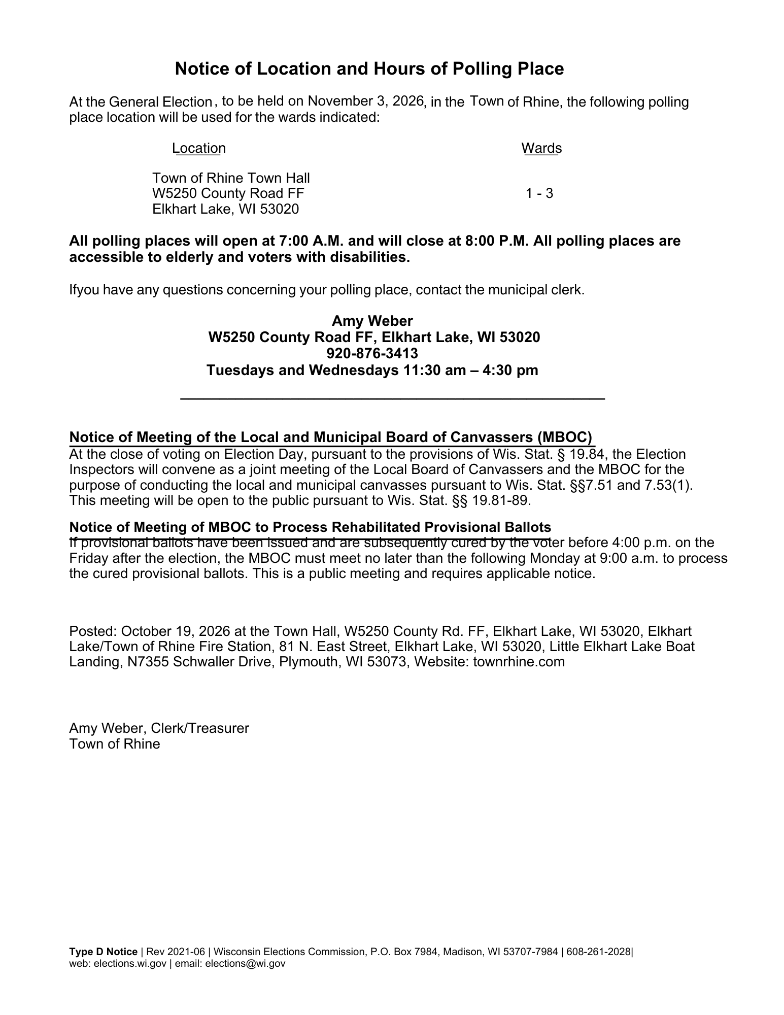 Type D Notice- General Election